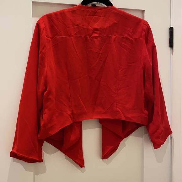 Red draped style Blouse size Medium - Picture 3 of 3
